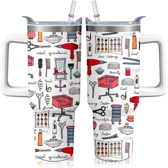 40oz Hair Stylist Gifts Hairstylist Tumbler with Handle for Female Women, Stainless Steel Insulated Cup, Coffee Mug Water Bottle for Hairdresser Cosmetology Salon Owner Beautician