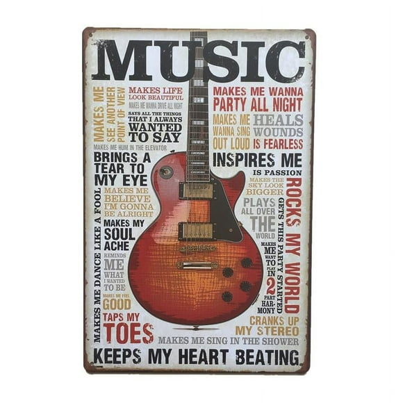 Cartel de metal vintage, placa, póster, arte, eslogan, música, decoraciones, cafetería, bar.