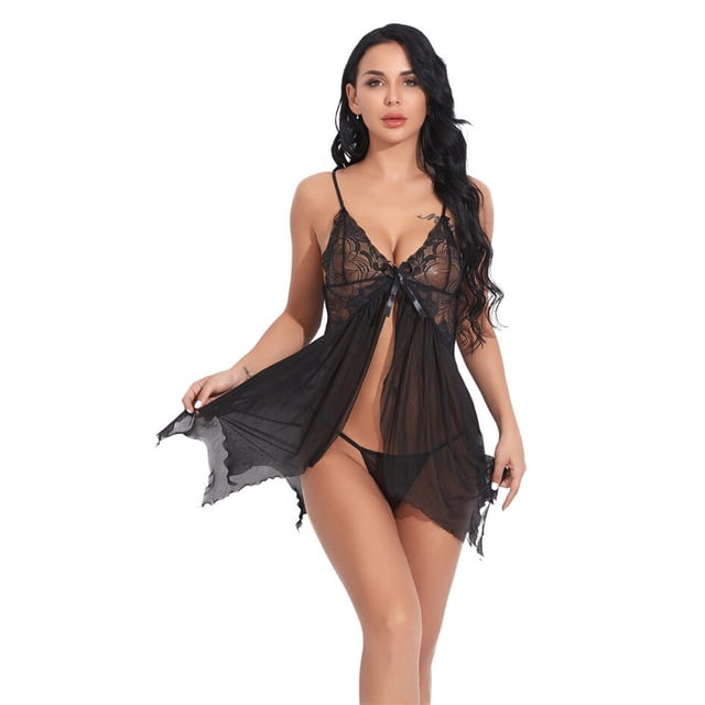 Hot Sexy Lingerie Mujeres Porno Pijamas Eróticos Camisón de Encaje Sex Babydolls Ropa Vestido Transparente con Bragas Camisones xuanjing unisex