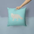 thumbnail image 2 of White Arctic Fox Blue Check Fabric Decorative Pillow, 2 of 4