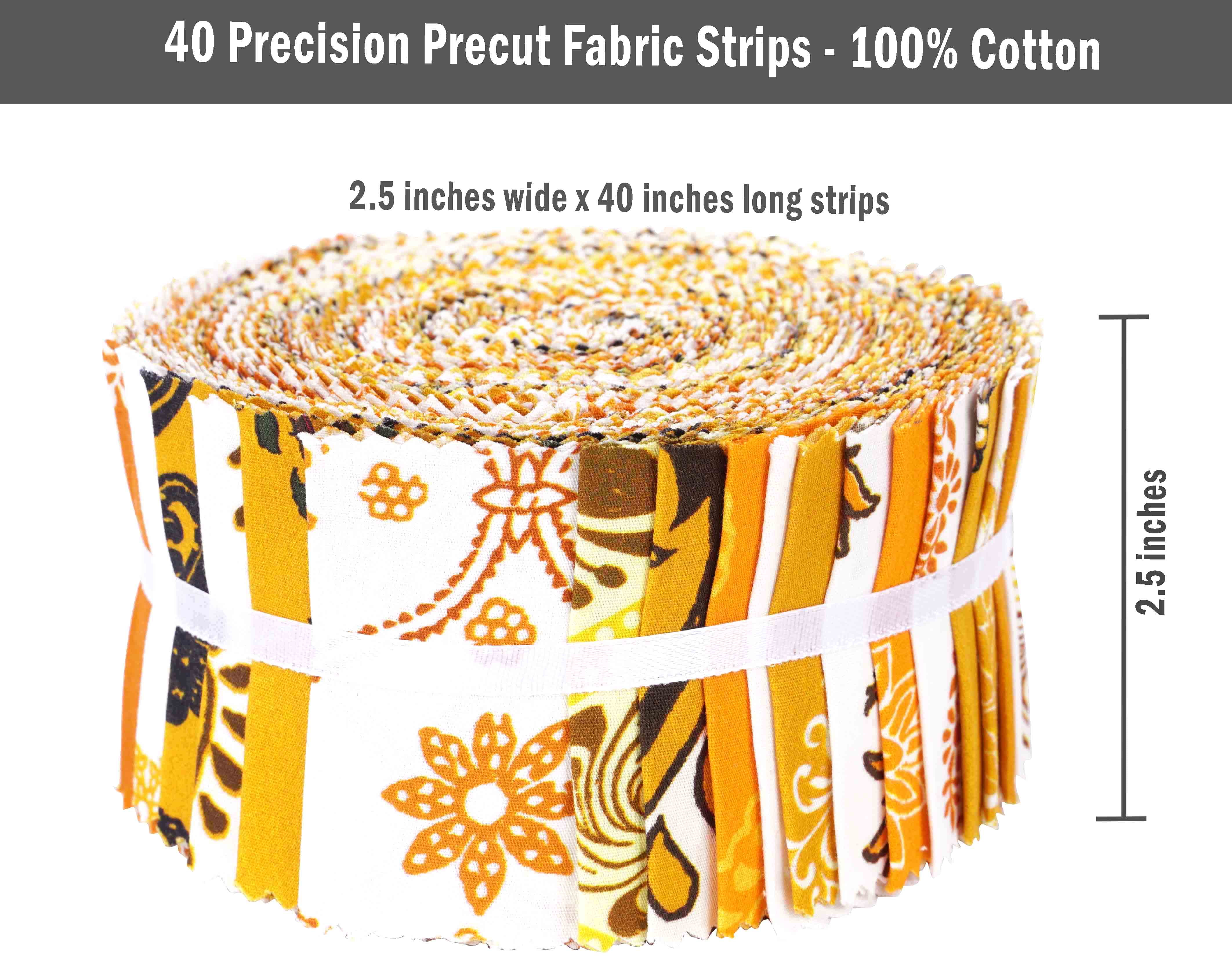 Soimoi 40Pcs Paisleys Print Cotton Precut Fabrics For Quilting Craft Strips 2.5 inches Jelly Roll - Orange