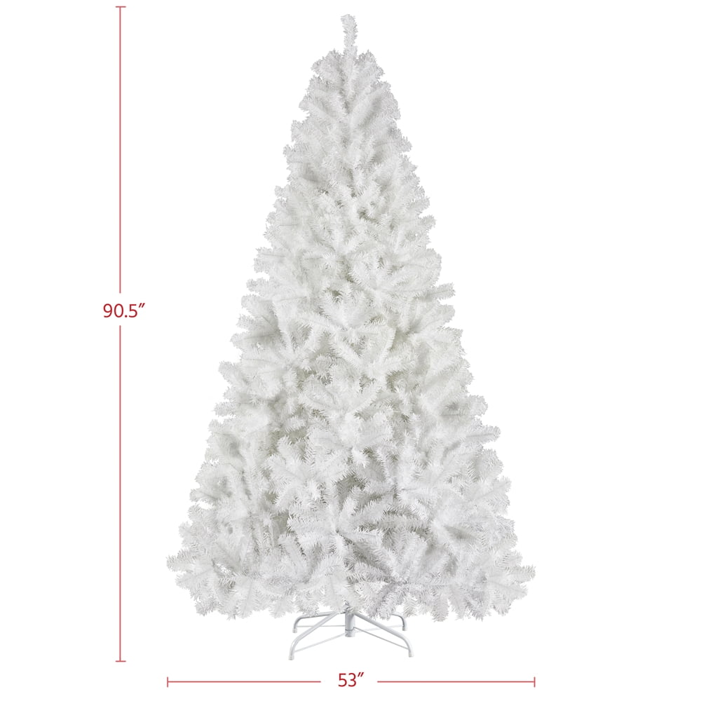 Alden Design White Hinged Spruce Artificial Christmas Tree, with Foldable Stand 7.5'