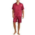 thumbnail image 2 of Conjunto de pijamas de satén INSPIRE CHIC para el Día del Padre, ropa de dormir de manga corta para hombres, dos piezas de loungewear con bolsillos, pijamas suaves para la noche, 2XL rojo, 2 of 6