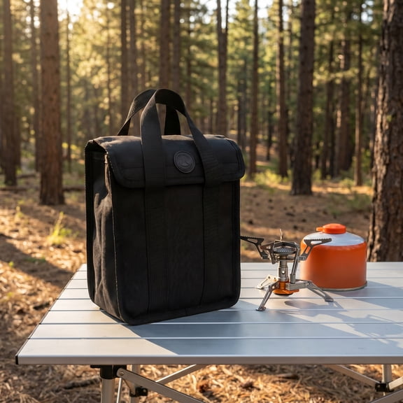 CRILSTYLEO Oxford Fabric Propane Storage Bag for Camping with Hanging , Black