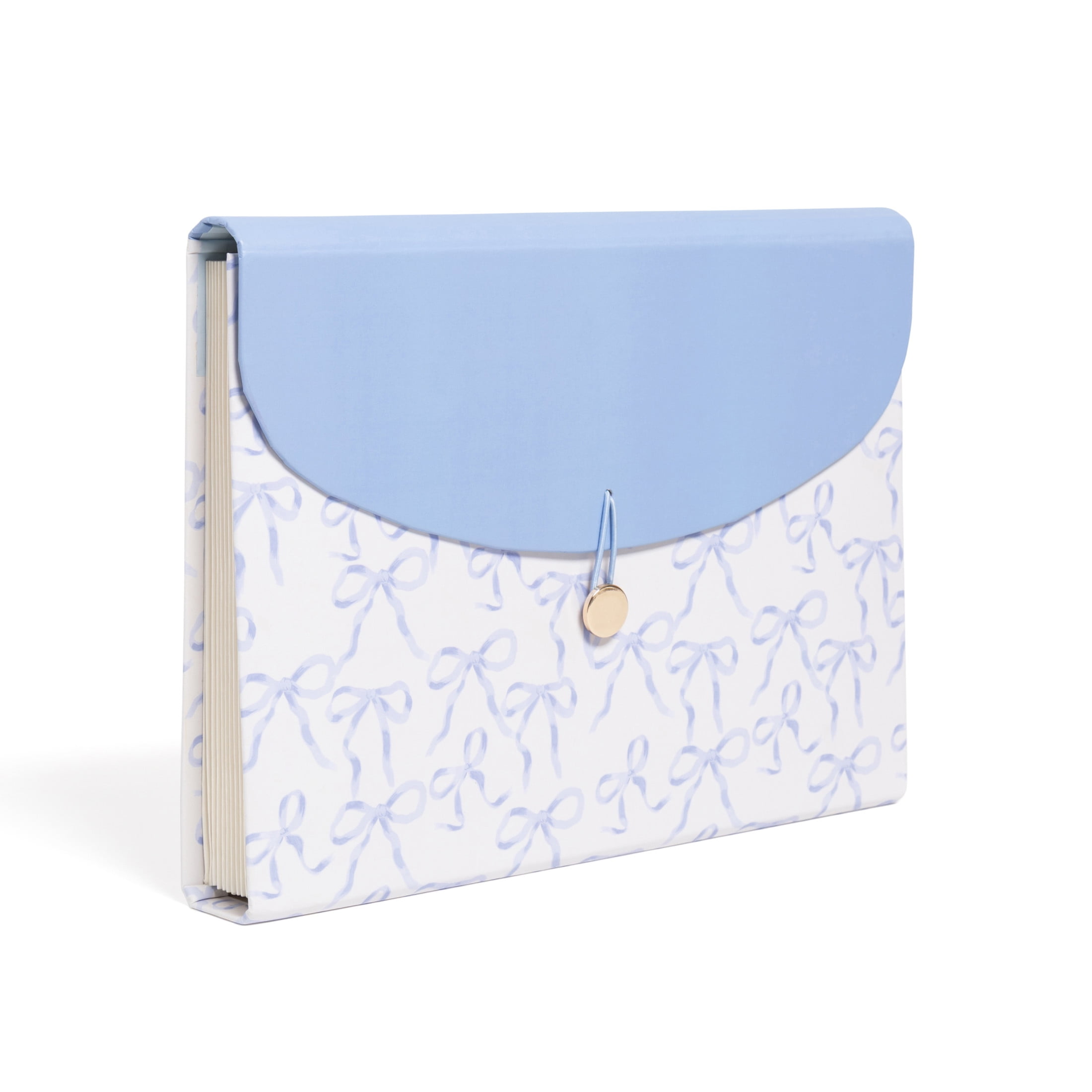 U Brands 13 Pocket Expandable File Organizer, 13 x 9.2 x 1.4 in., Charming Coquette Blue Bows, Freestanding