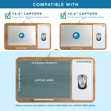 LapGear - Home Office Lap Desk (Fits up to 15" Laptop) - White Oak Woodgrain