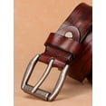 thumbnail image 2 of Catelles Durable Brown Leather Belt with A Silver Pin Buckle, Suitable for Daily Office Use, Gift Box Set with Punch Tool&For waist 44 in Width 1.5 in(3.8cm), 2 of 10