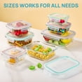 thumbnail image 5 of Sindcom 7 Pack Glass Food Storage Containers, Meal Prep, Airtight Bento Boxes with Leak Proof Locking Lids,Colorful, 5 of 7