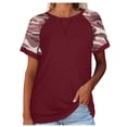 thumbnail image 2 of Pntutb Mujeres tops Sexy O-cuello Imprimir Patchwork Camiseta de manga corta Blusa Pntutb Pntutb-6056, 2 of 8
