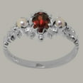 thumbnail image 3 of LBG British Made 14k White Gold Ring with Natural Garnet & Cultured Pearl Womens Anniversary Ring - 33 size options - Size 4, 3 of 9