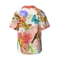 thumbnail image 5 of Uemuo Flowers And Birds Watercolor Pattern Cotton Linen Short Sleeve Shirts,Casual Lightweight Button Down Shirts,Vacation Beach Summer Tops-4X-Large, 5 of 7