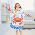 thumbnail image 5 of Wearable Blanket with Sleeves and Pocket Oversized Hooded Sweatshirt 3-14 YR Cute Cartoon Crab L, 5 of 7