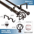 thumbnail image 2 of Urbanest Adjustable Double Curtain Rod Set Zeffoli Flat Button Finials – 1″ Front & 5/8 Back Rod With Bronze Rod, 84-120 Inches, 2 of 6