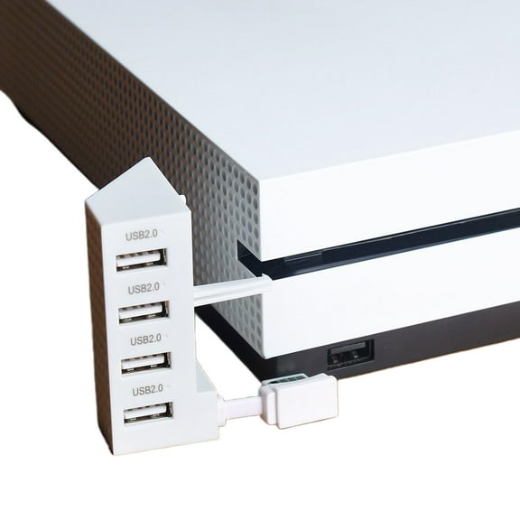 Compatible with Xbox One S 4-Port USB 2.0 Hub Adapter for Data Transfer and Charging-White