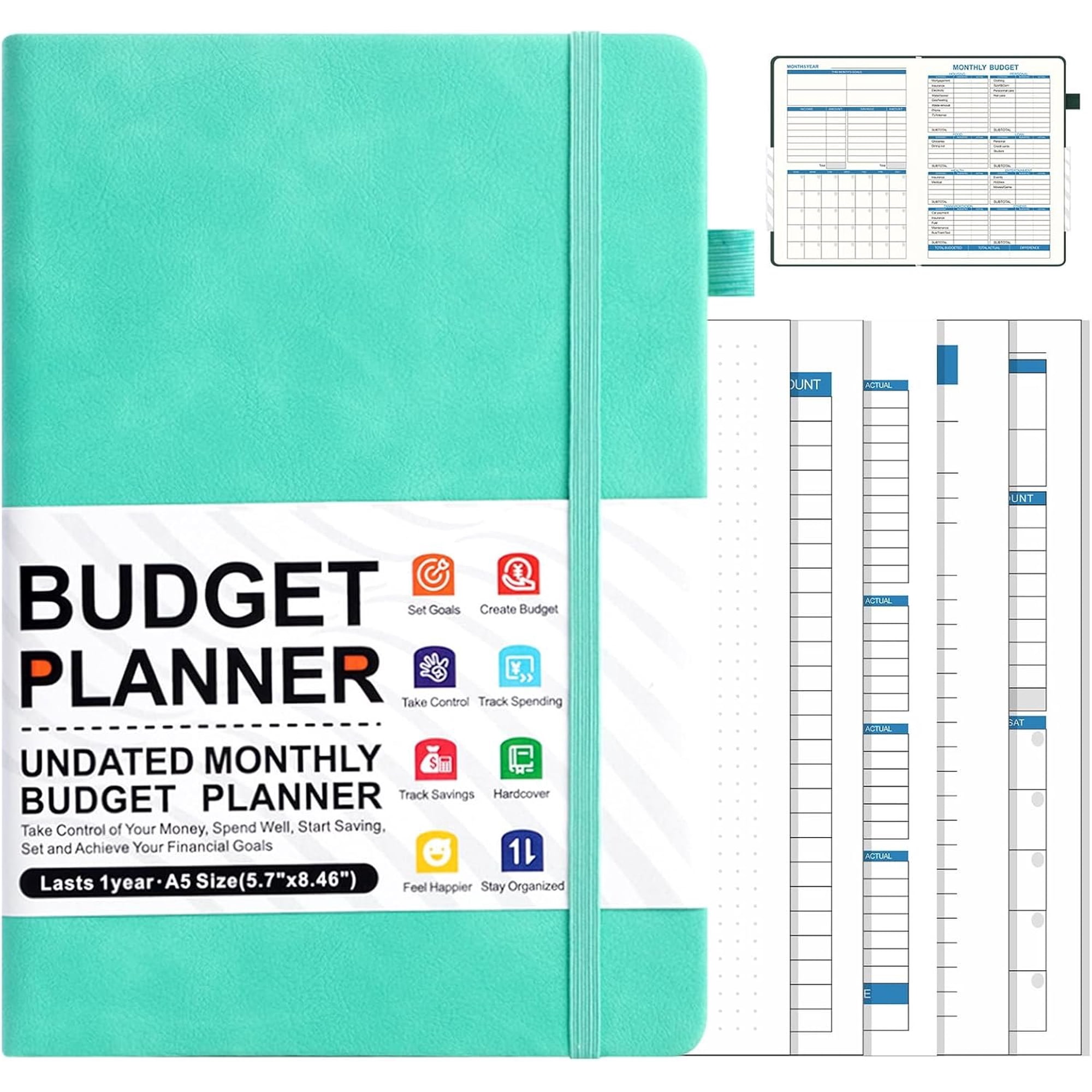 A5 Undated Monthly Budget Book to Take Control of Your | 12-Month Expense Notebook, Finance Organizer to Take Control of Your & Manage Finances Effectively