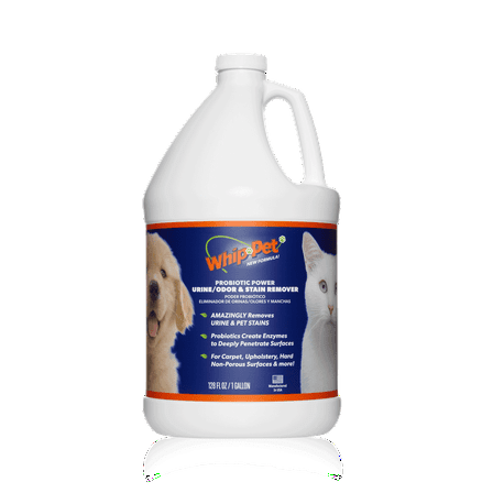 Whip-Pet Odor Eliminator and Stain Remover, Enzymatic Cleaner for Dog Urine and Carpet Odor Removal, Eco-Friendly 128 fl oz.