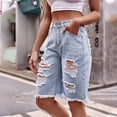 thumbnail image 5 of SELONE Workout Shorts Womens Skinny Denim Ripped Casual Worn-out Jeans With Washed Wool Hem Half Short Jeans for Everyday Wear Running Errands Going to Work Attending a Casual Event Light Blue XL, 5 of 6
