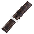 thumbnail image 5 of 24mm Genuine Leather Strap Blackish Green Oil-Tanned Leather Strap with Silver Buckle, 5 of 5