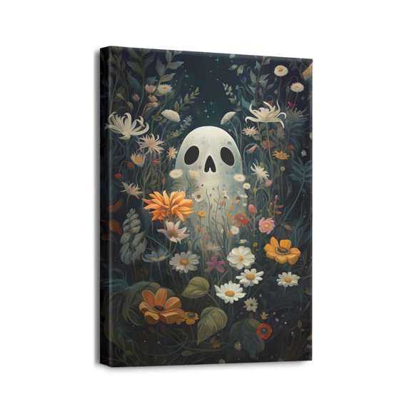 Halloween Flowers Ghost Bedroom Wall Decor Bathroom Pictures Painting Prints Artwork for Bathroom Office Bedroom 12"x16"