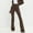 Brown*, variant on OSOLU Women's Leather Pants High Waist Solid Color Pu Shiny Flared Trousers Slim Fit Bottoms Elegant Casual Trousers