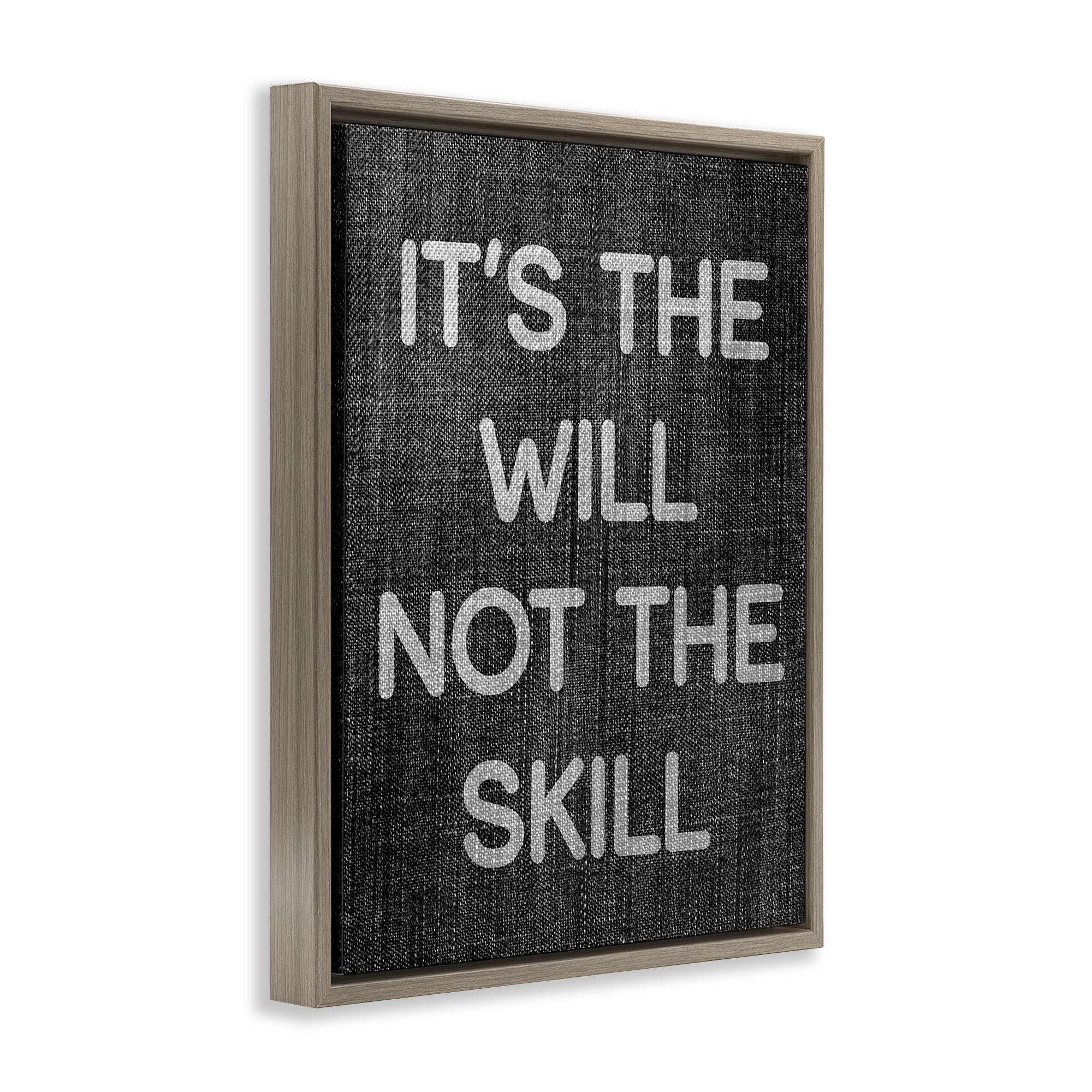 Stupell Industries Will Not Skill Phrase Text & Numbers Painting Brown Floater Framed Canvas Art Print Wall Art, 17 x 21