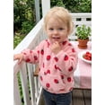 thumbnail image 5 of RUINIXCW Toddler Baby Girl Fleece Sweatshirt Infant Girls Fall Winter Warm Clothes Strawberry Print Long Sleeve Half Zip Front Pocket Pullovers Tops, 5 of 10