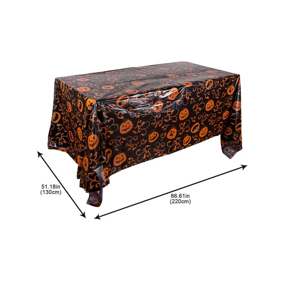 Clearance Under $0.89! 1PC Halloween Plastic Tablecloth, Pumpkin Green Design for Party Decor, Plastic, (51x86in, E)