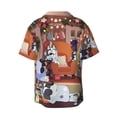 thumbnail image 6 of Lsque Bluey print Men's Cuban Collar Short Sleeve Shirt Summer Beachwear Casual Button Down Fashionable Vacation Leisure Shirt-3X-Large, 6 of 7