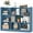 Blue, variant on Costway Open 3-tier Gray Wooden Bookcase Storage Display Cabinet for Living Room, Oak Yellow