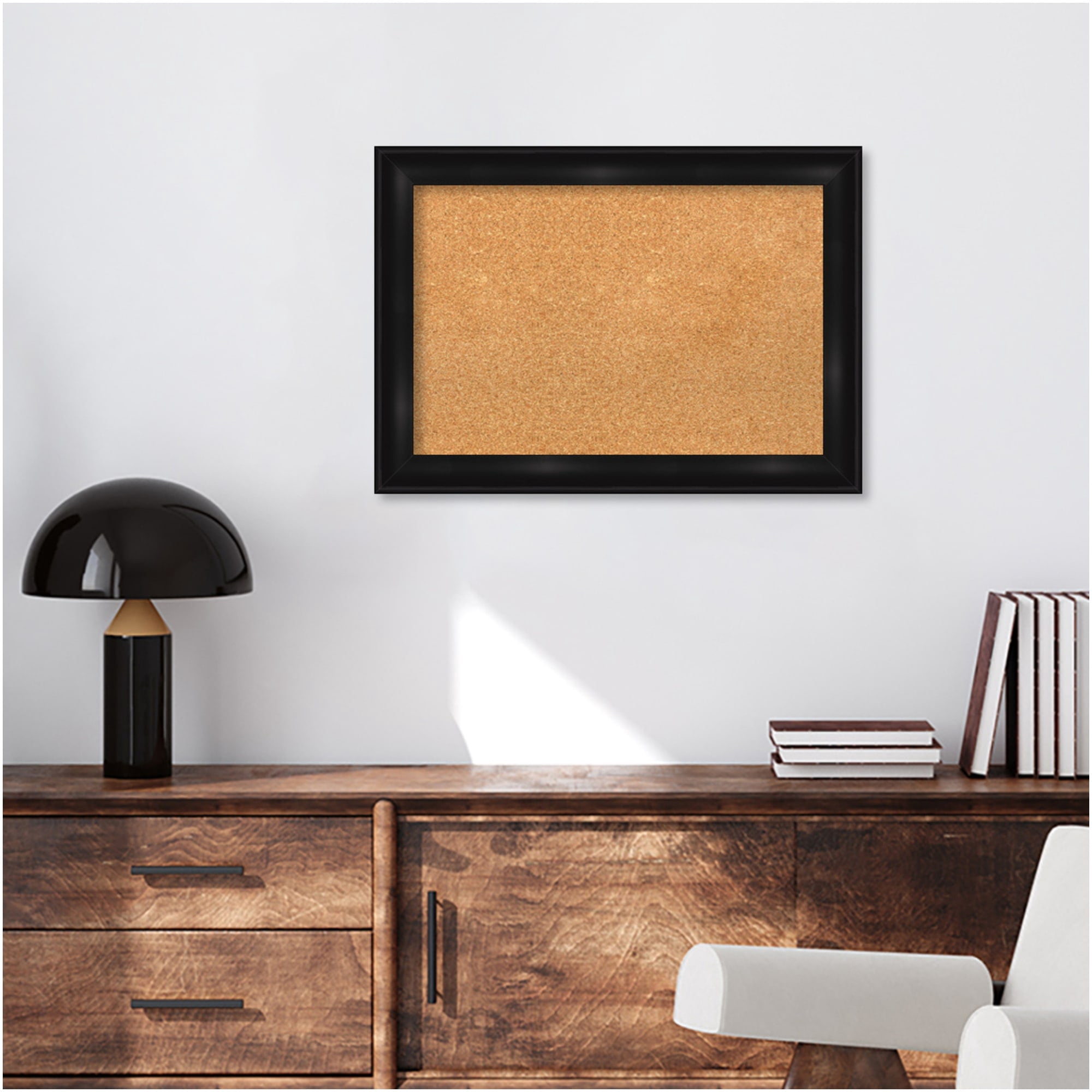 Amanti Art Natural Cork Board Framed Grand Black Narrow Bulletin Board 28 in. x 20 in.