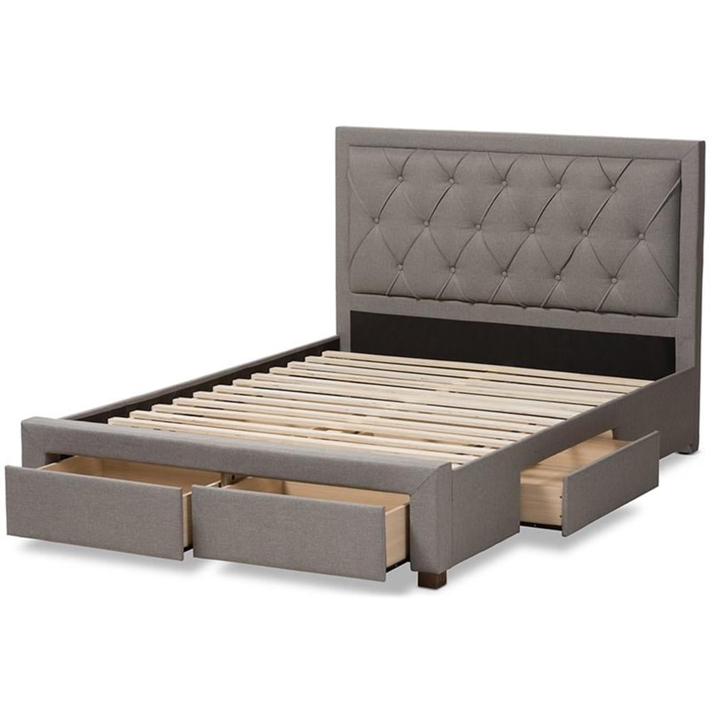 Baxton Studio Aurelie Modern and Contemporary Fabric Upholstered Storage Bed, Multiple Colors, Multiple Sizes