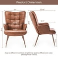 thumbnail image 3 of FERPIT Basic Leather Accent Chair, Brown Living Room Chair High Back Accent Chair PU Faux Leather Wingback Chair Bedroom Chair(Brown), 3 of 5