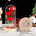 thumbnail image 6 of FTCBJJA Preserved Artificial Carnation in Glass Dome with LED String Light, Glass Rose Artificial Flowers with Eternal Carnation, Mother’s Day Carnation Flowers Gifts for Mom&Women,Red, 6 of 6