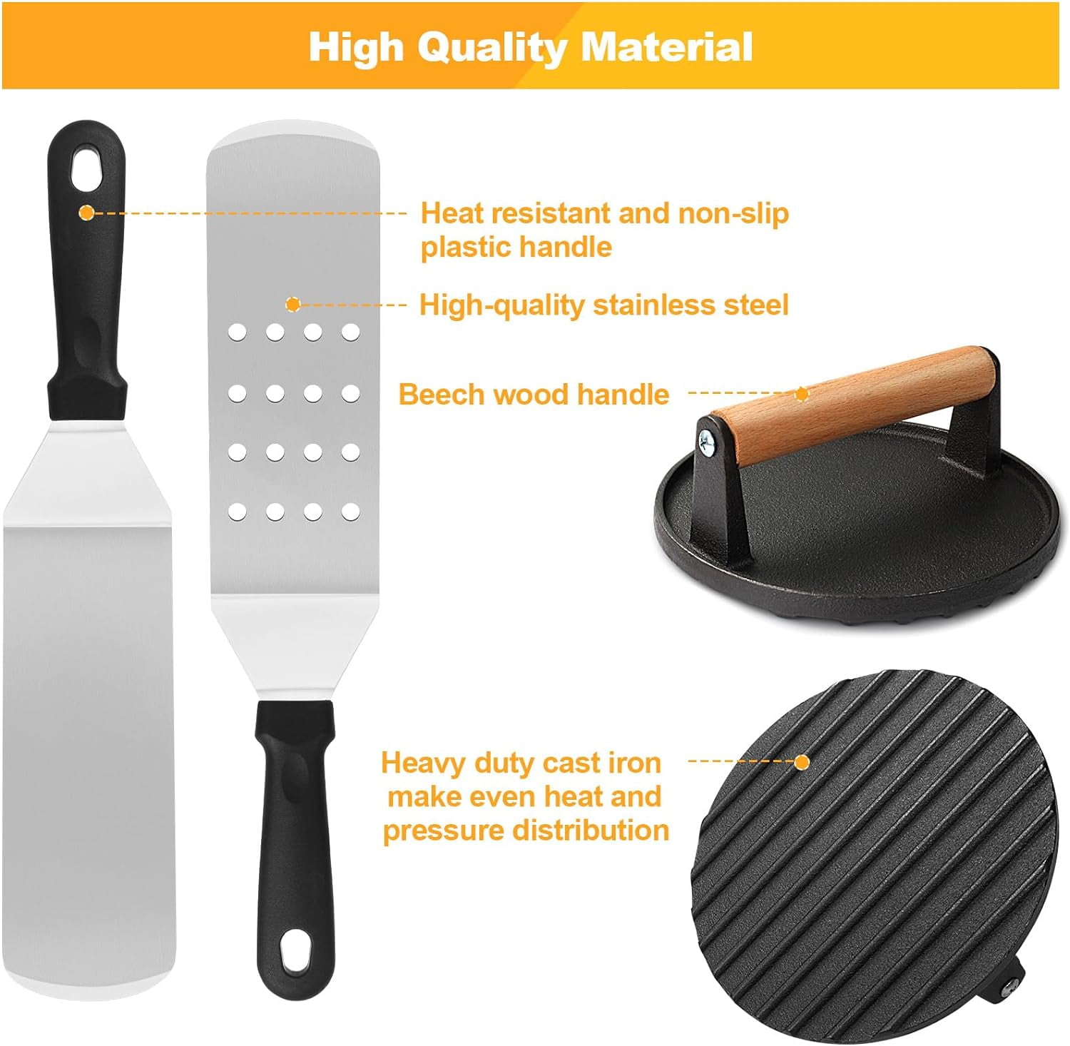 Griddle Accessories Kit,  29 PCS Flat Top Grill Accessories for Blackstone and Camp Chef, Metal Spatula Set with Burger Press, Melting Dome, Scraper, Tongs, Carry Bag for Outdoor Grilling BBQ