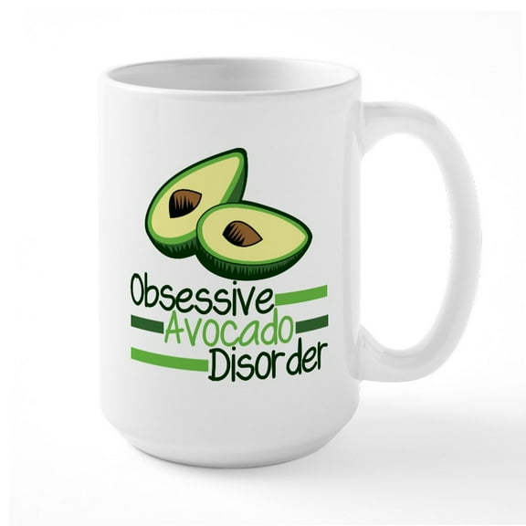 CafePress - Cute Avocado - 15 oz Ceramic Large White Novelty Mug