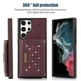 thumbnail image 6 of Tarise Galaxy S22 Ultra Wallet Case Cover for Women Men, Glitter PU Leather Crossbody Strap RFID Blocking Kickstand Magnetic Clasp Phone Case for Samsung Galaxy S22 Ultra 5G 6.8 inch 2022, Winered, 6 of 10