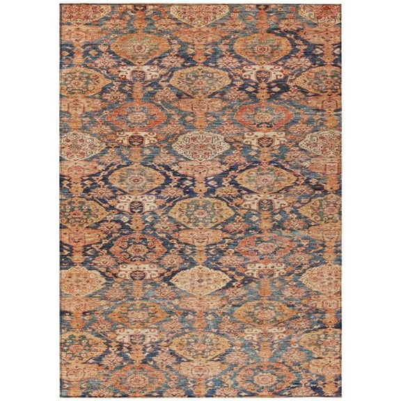 HomeRoots 603389 3 x 5 ft. Terra Cotta & Charcoal Damask Washable Indoor & Outdoor Rectangle Area Rug