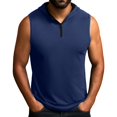 thumbnail image 2 of Men's Casual Sporty Hooded Sleeveless Vest, Breathable Solid Color Pullover for Spring Fall, Layering Piece,Navy,L, 2 of 5