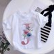 thumbnail image 3 of Camiseta de algodón con 26 letras en inglés ABCD, camiseta de verano para niños con flores, ropa informal de dibujos animados, camisetas de manga corta para niñas y niños, 3 of 5