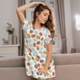 thumbnail image 3 of Fotbe Floral Strawberr Pattern Women's Cotton Nightgown Sleepwear Short Sleeves Shirt Casual Print Sleepdress, 3 of 6