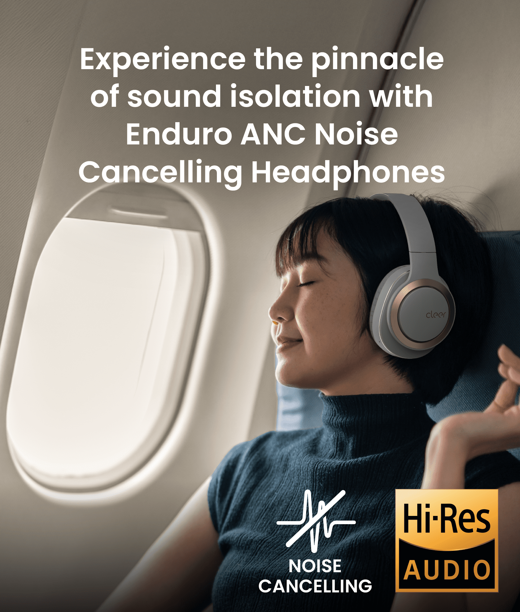 Cleer Enduro ANC Bluetooth Headphones, Noise Cancelling, 60 Hours Playtime, Hi-Res Audio, Light Grey
