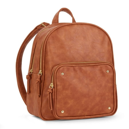 No Boundaries Cognac Front Zip Pocket Backpack