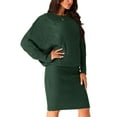 thumbnail image 4 of INSPIRE CHIC Women's Long Batwing Sleeve Sweater Dress Cable Knit Chunky Bodycon Pullover Mini Dresses, 4 of 4
