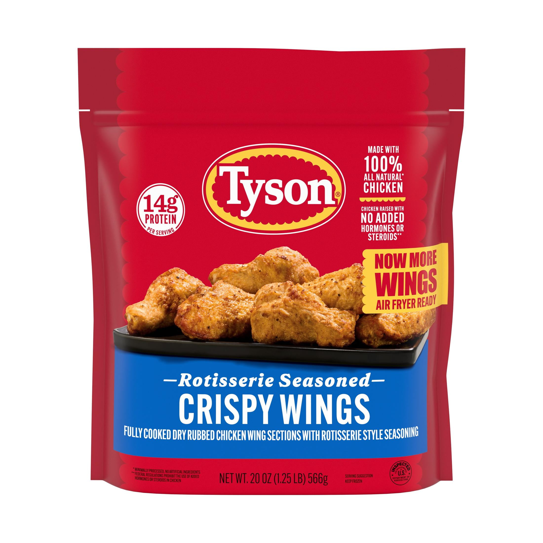 Tyson Rotisserie Seasoned Crispy Wings, 16 oz (Frozen, Fully
