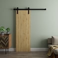 thumbnail image 2 of Modern Barn Door 24 x 96 in - LUNO 1003 Caramel Oak - 6.6FT Rail Track Heavy Hardware Set - Solid Panel Interior Doors, 2 of 5