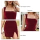 thumbnail image 4 of Vestido Cruzado Ajustado Dividido, Escote En Forma De Chaleco Tirantes Anchos Y Suaves Para Los Hombros Color Puro Vestido Sin Mangas Con Abertura Lateral Para Mujer Fibra De ANGGREK Vino Tinto S, 4 of 6