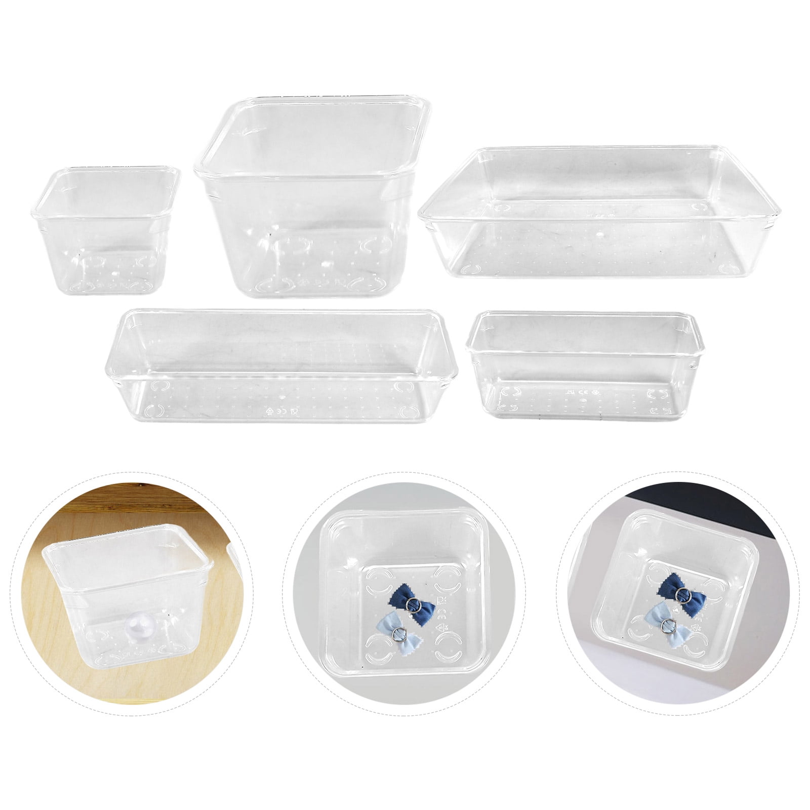 WORGEOUS 13pcs Plastic Dresser Drawer Organizers Drawer Storage Bin for Pens Gadgets