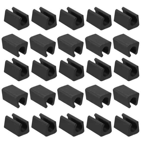 25Pack Rectangle Shaped Chair Leg Tip 12mm Plastic Furniture Feet Black