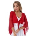 thumbnail image 4 of YiZYiF Womens Lace-up Belly Dance Tops Costume Flare Sleeve Shawl Shrug, 4 of 7