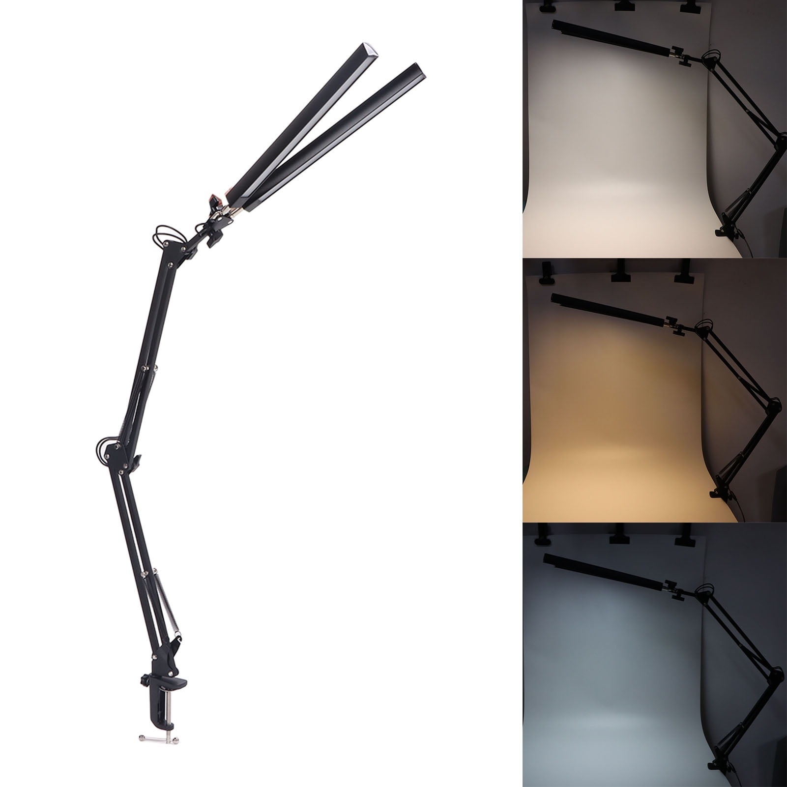 Folding Table Lamp 10 Levels Brightness Multi Angle Adjustment Double Head LED Table Lamp Double Head For Hotel For Bedroom For School For Office